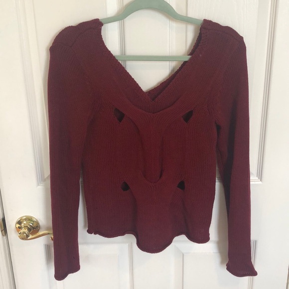 Neely Woven Back Maroon Sweater - Picture 2 of 3